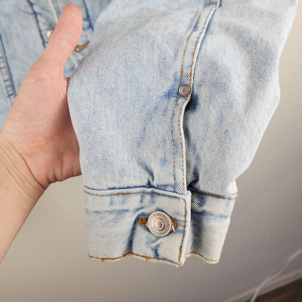 Zara Men's Faux Sherpa Lined Denim Jean Jacket sz L - Picture 6 of 13